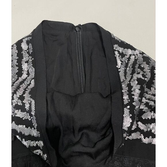 Theory Silk Mini Sequin‎ Skirt Black Silver Size 2 - Picture 12 of 15
